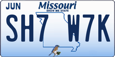 MO license plate SH7W7K