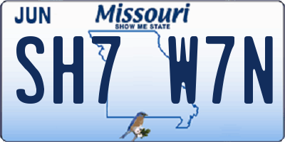 MO license plate SH7W7N