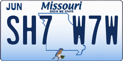MO license plate SH7W7W