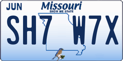 MO license plate SH7W7X