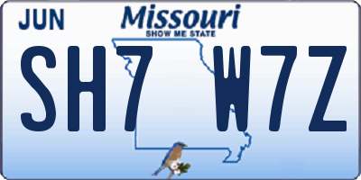 MO license plate SH7W7Z