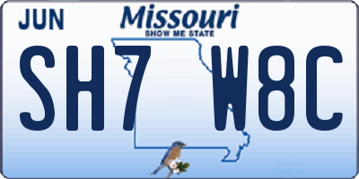 MO license plate SH7W8C