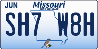 MO license plate SH7W8H