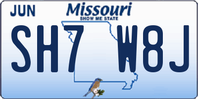 MO license plate SH7W8J
