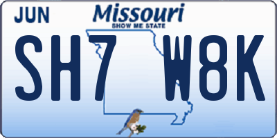 MO license plate SH7W8K