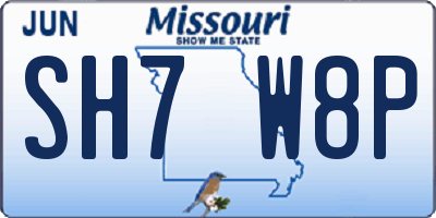 MO license plate SH7W8P