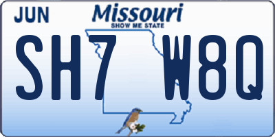 MO license plate SH7W8Q