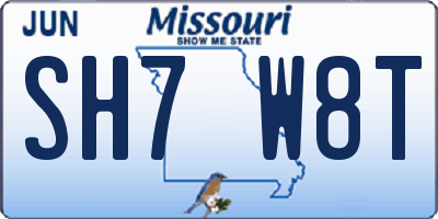 MO license plate SH7W8T