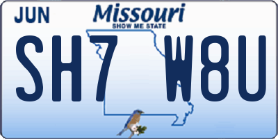 MO license plate SH7W8U