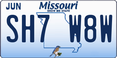 MO license plate SH7W8W