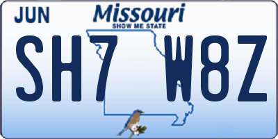 MO license plate SH7W8Z