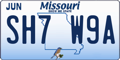 MO license plate SH7W9A