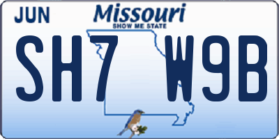 MO license plate SH7W9B