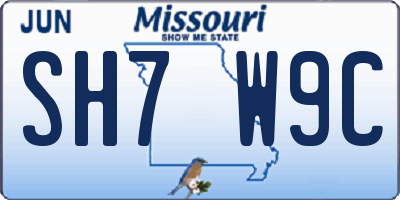 MO license plate SH7W9C
