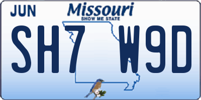 MO license plate SH7W9D