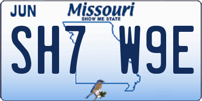 MO license plate SH7W9E