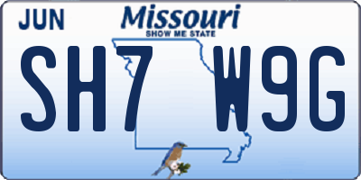 MO license plate SH7W9G