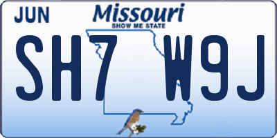 MO license plate SH7W9J
