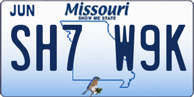MO license plate SH7W9K