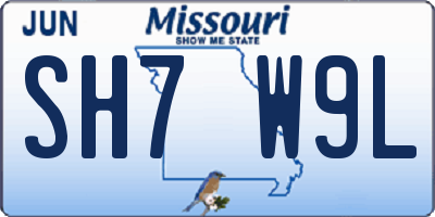 MO license plate SH7W9L