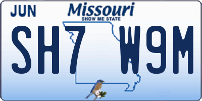 MO license plate SH7W9M