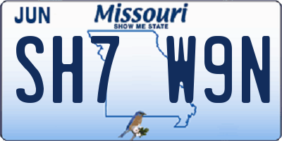 MO license plate SH7W9N