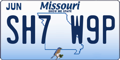 MO license plate SH7W9P