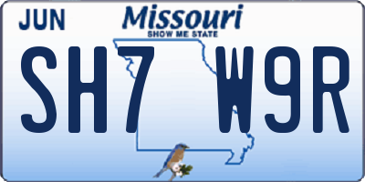 MO license plate SH7W9R