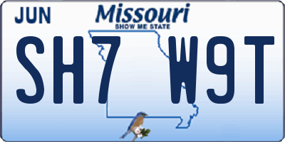 MO license plate SH7W9T