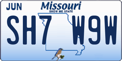 MO license plate SH7W9W