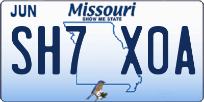 MO license plate SH7X0A
