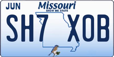 MO license plate SH7X0B