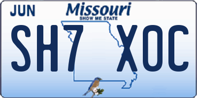 MO license plate SH7X0C