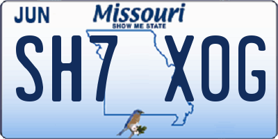 MO license plate SH7X0G