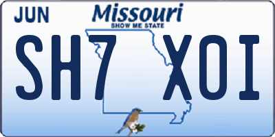 MO license plate SH7X0I