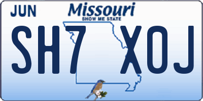 MO license plate SH7X0J