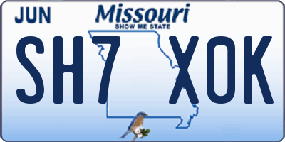 MO license plate SH7X0K