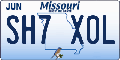 MO license plate SH7X0L