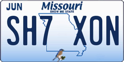 MO license plate SH7X0N