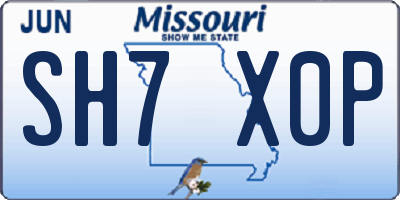 MO license plate SH7X0P
