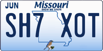 MO license plate SH7X0T
