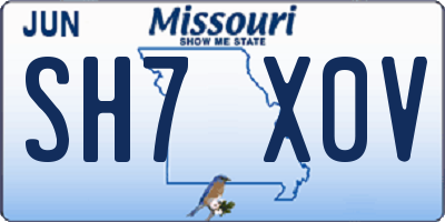 MO license plate SH7X0V