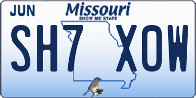 MO license plate SH7X0W
