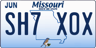 MO license plate SH7X0X