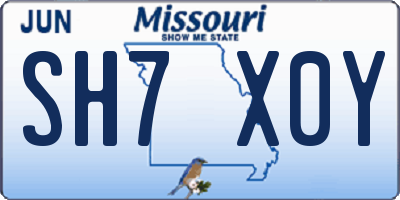 MO license plate SH7X0Y