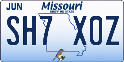 MO license plate SH7X0Z