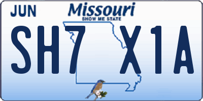 MO license plate SH7X1A