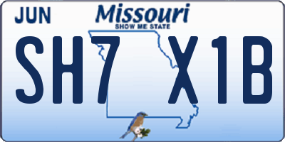 MO license plate SH7X1B