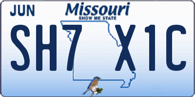 MO license plate SH7X1C