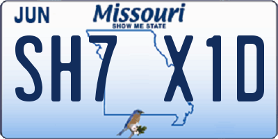 MO license plate SH7X1D